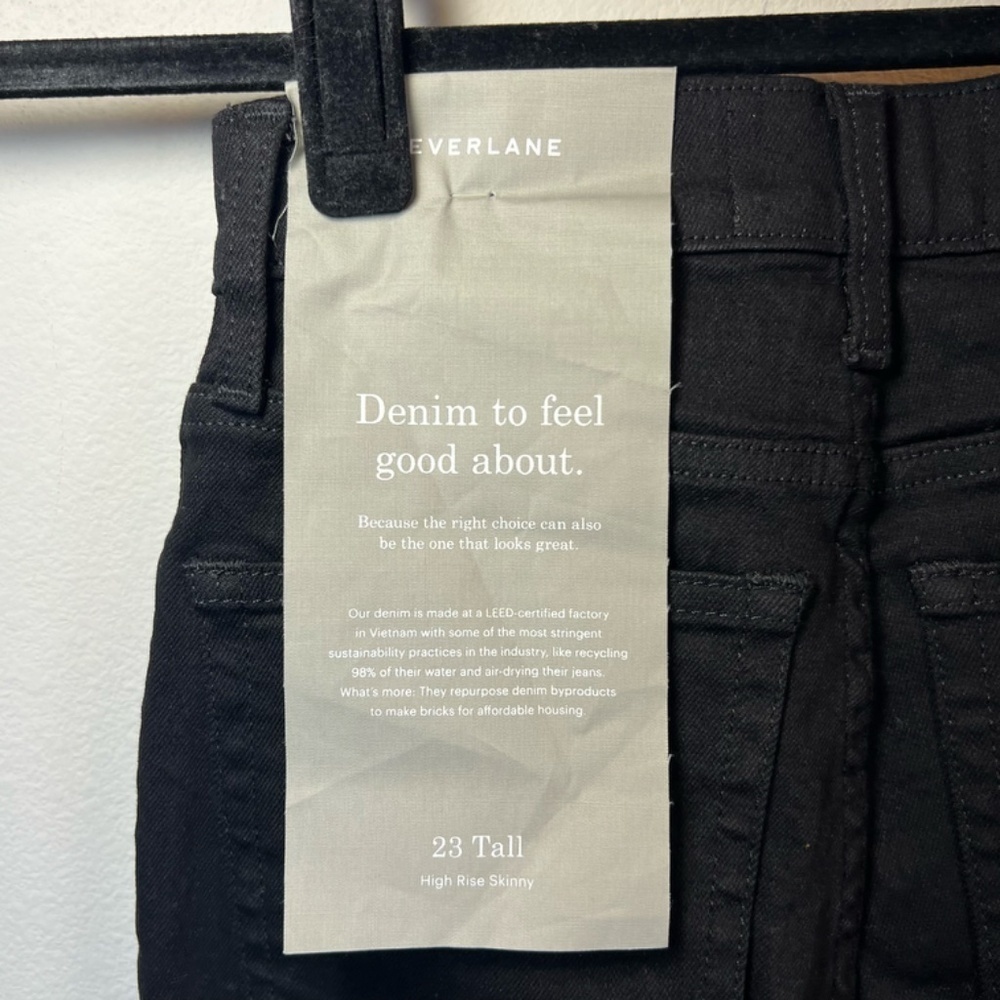 Everlane High Rise Skinny Jeans Black Denim Stretch Classic NEW Women's 23 Tall - Picture 11 of 14